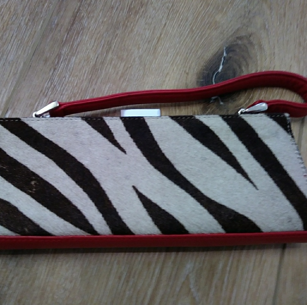 Adrienne Vittadini Calf Hide Red Trim Clutch Bag